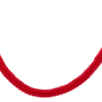 Bottega Veneta Sterling Silver Resin Crystal Beaded Collar Necklace Red 4 of 5