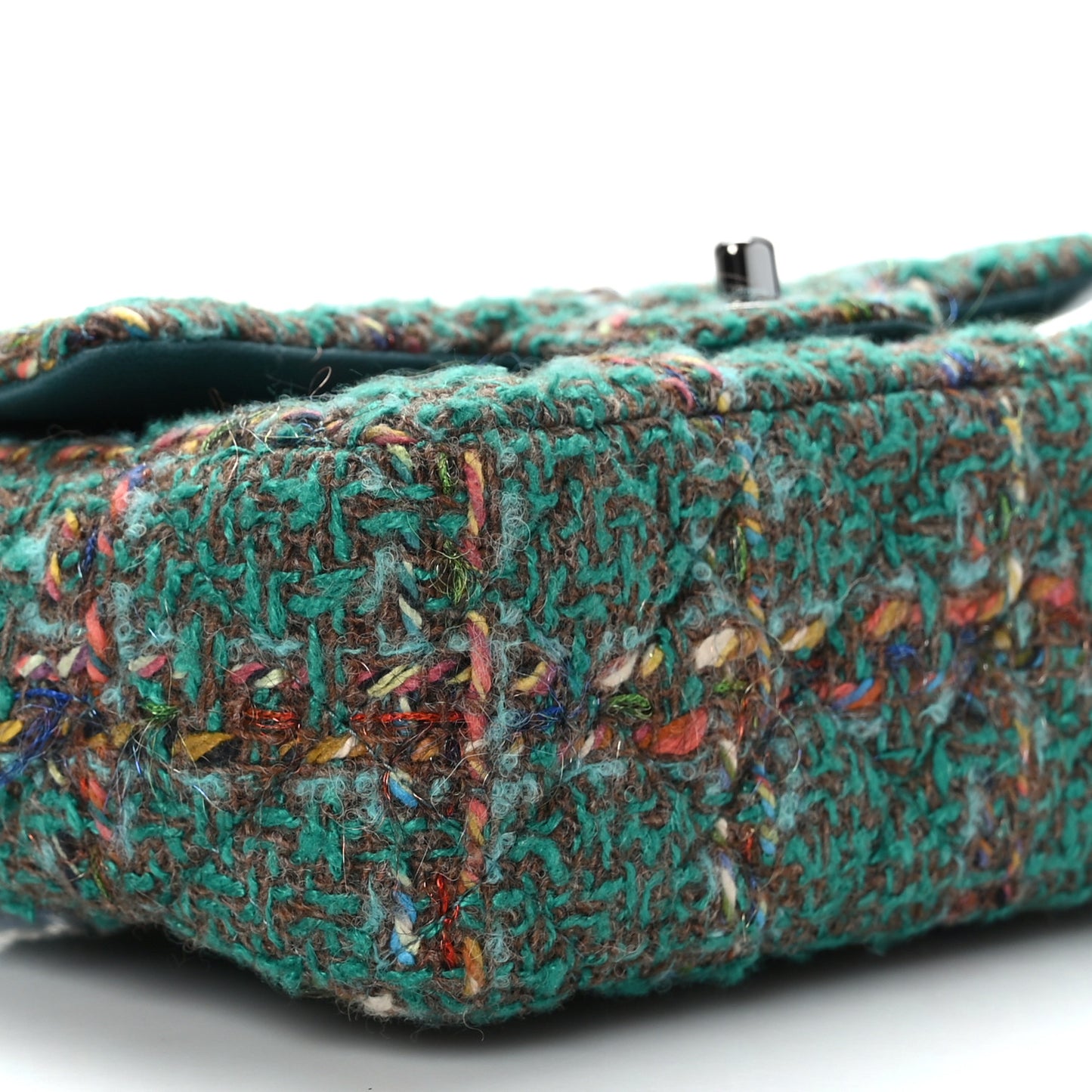 Tweed Quilted Mini Rectangular Flap Green
