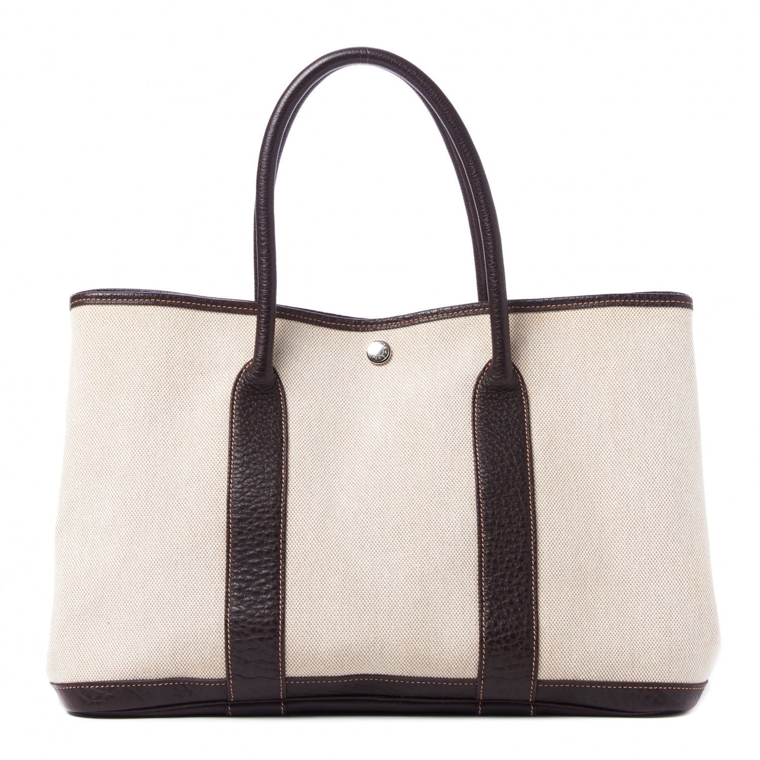 Hermes Buffle Skipper Toile Garden Party 36 MM Tote Marron Fonce 1 of 7