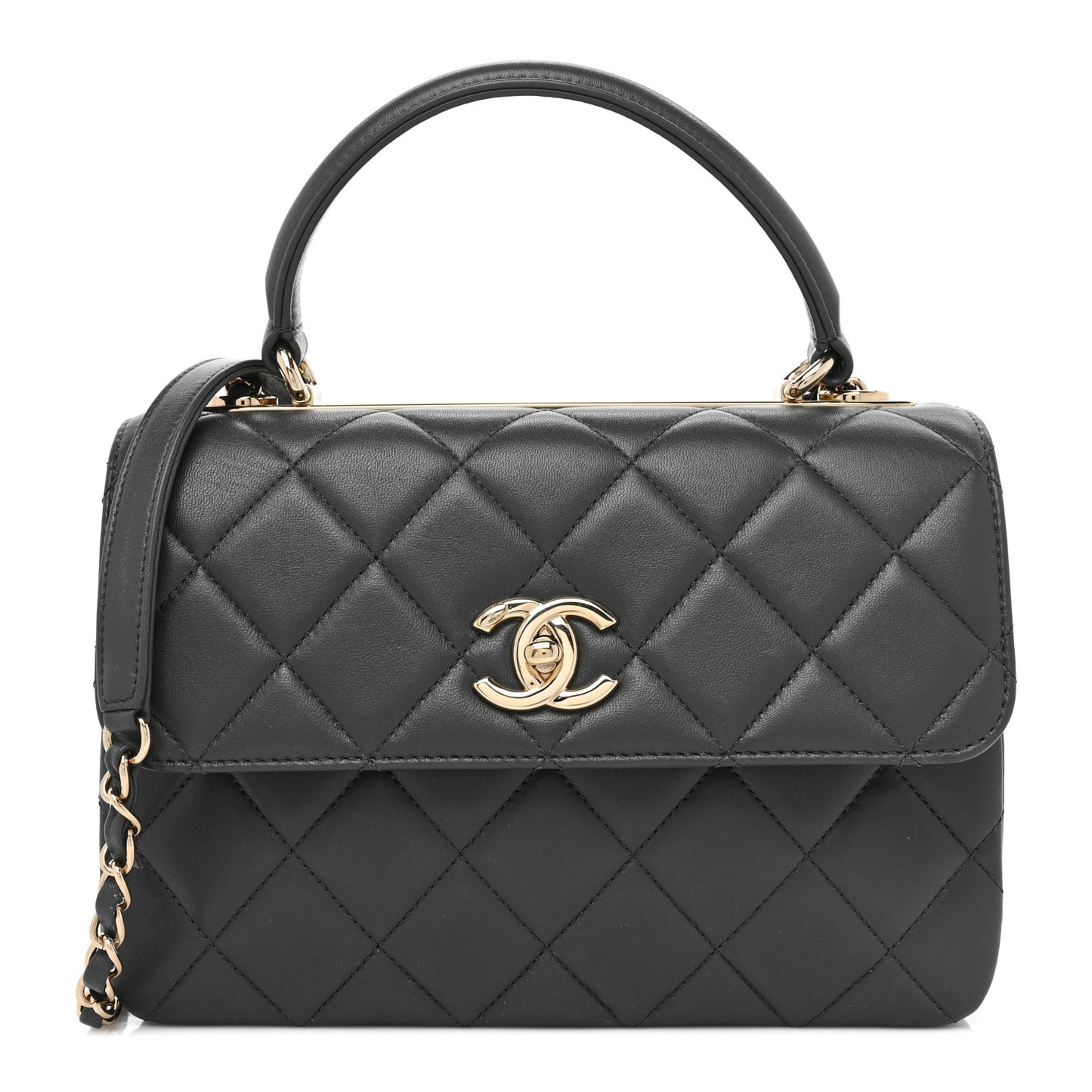 Lambskin Quilted Small Trendy CC Dual Handle Flap Bag Dark Grey