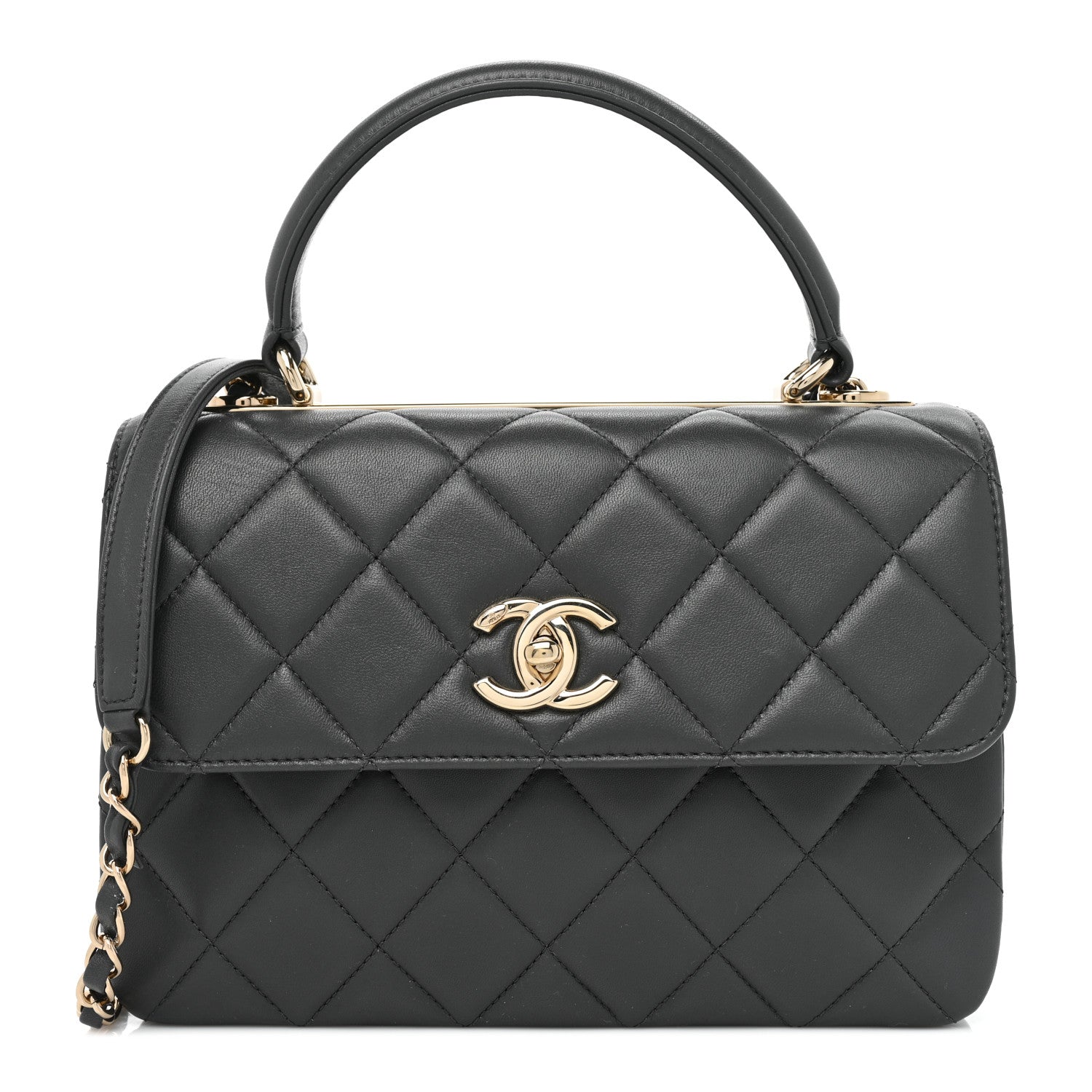Chanel Lambskin Quilted Small Trendy CC Dual Handle Flap Bag Dark Grey 1 of 12