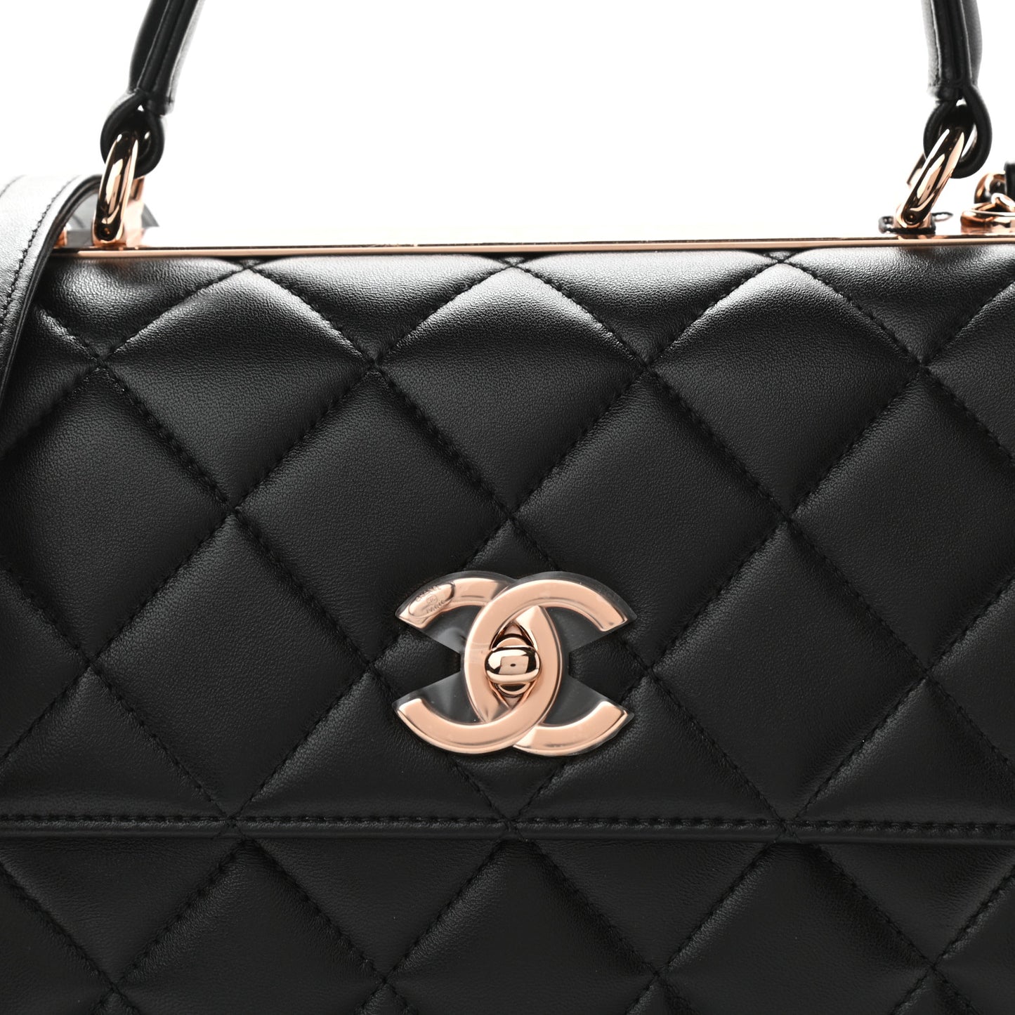 Lambskin Quilted Small Trendy CC Dual Handle Flap Bag Black