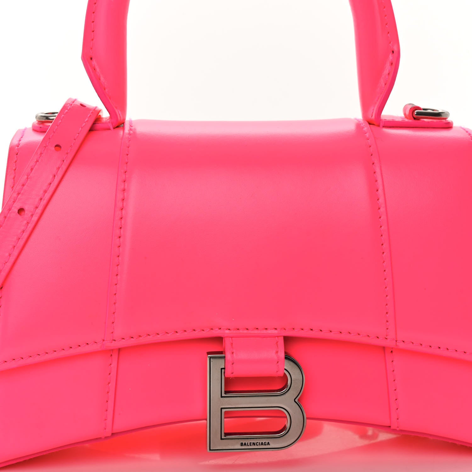 Balenciaga Shiny Box Calfskin Hourglass Top Handle Bag XS Acid Fuchsia 9 of 13