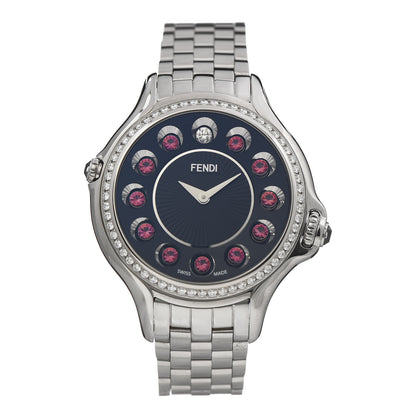 Fendi Stainless Steel Diamond Bezel Topaz 38mm Crazy Carats Quartz Watch Black 3 of 10
