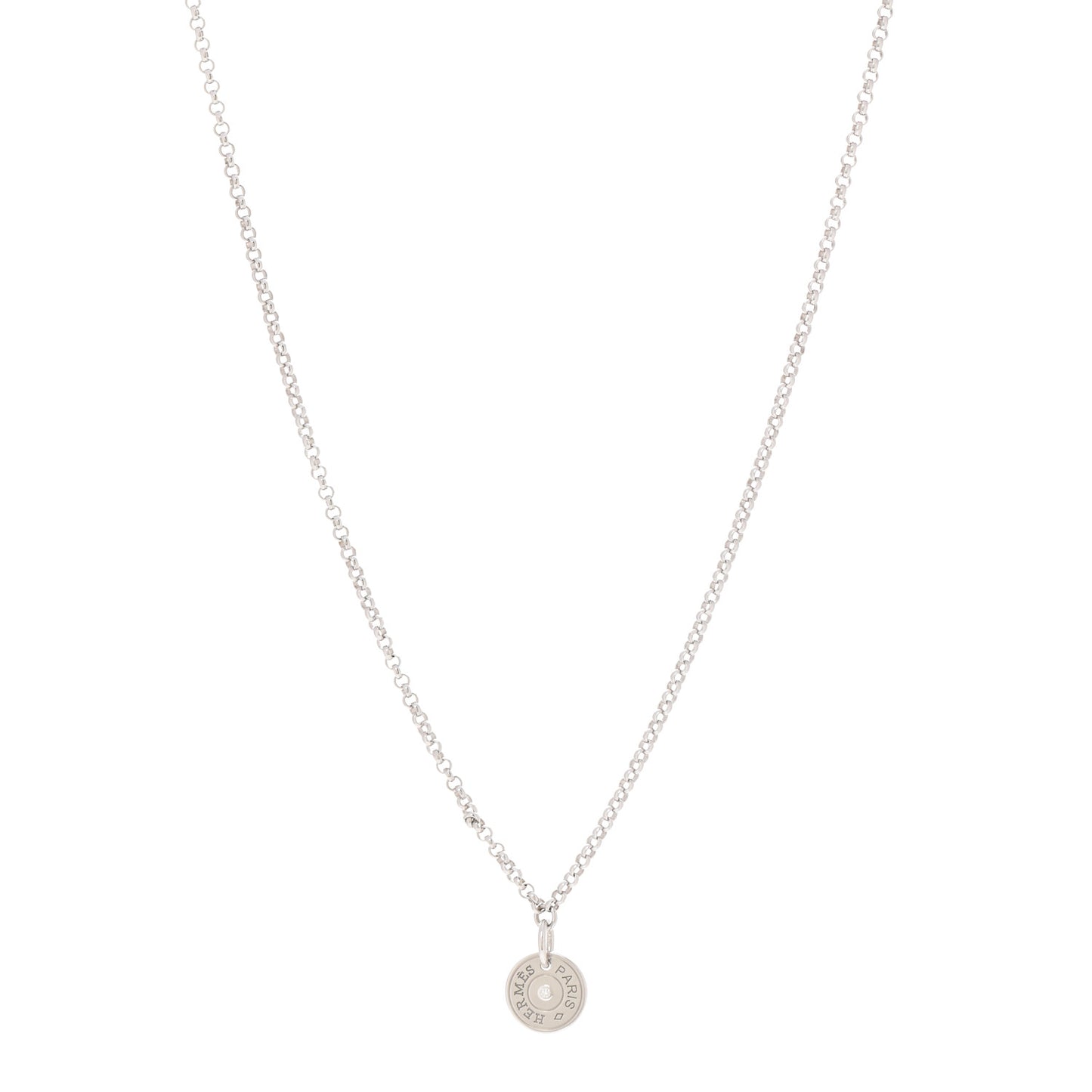 18K White Gold Diamond Gambade Clou de Selle Pendant Necklace