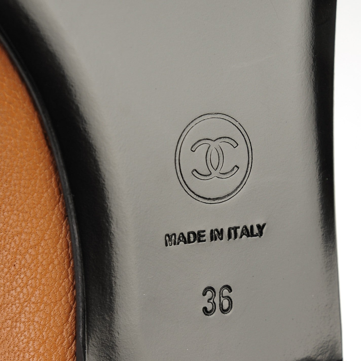 Chanel Patent Goatskin Cap Toe Ballerina Flats 36 Camel 6 of 8
