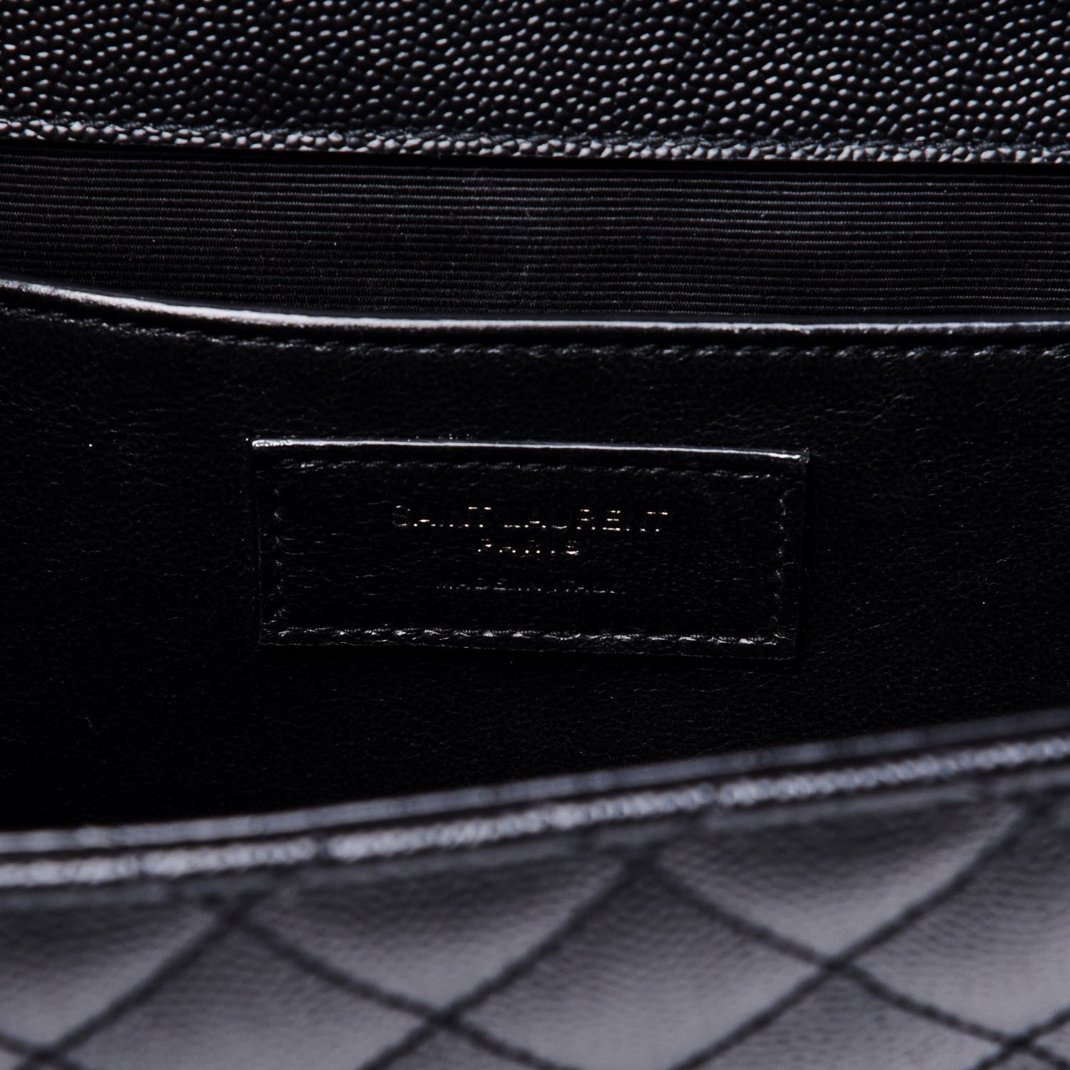 Saint Laurent Grain De Poudre Textured Mixed Matelasse Triquilt Medium Monogram Satchel Black 6 of 13