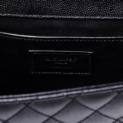 Saint Laurent Grain De Poudre Textured Mixed Matelasse Triquilt Medium Monogram Satchel Black 6 of 13
