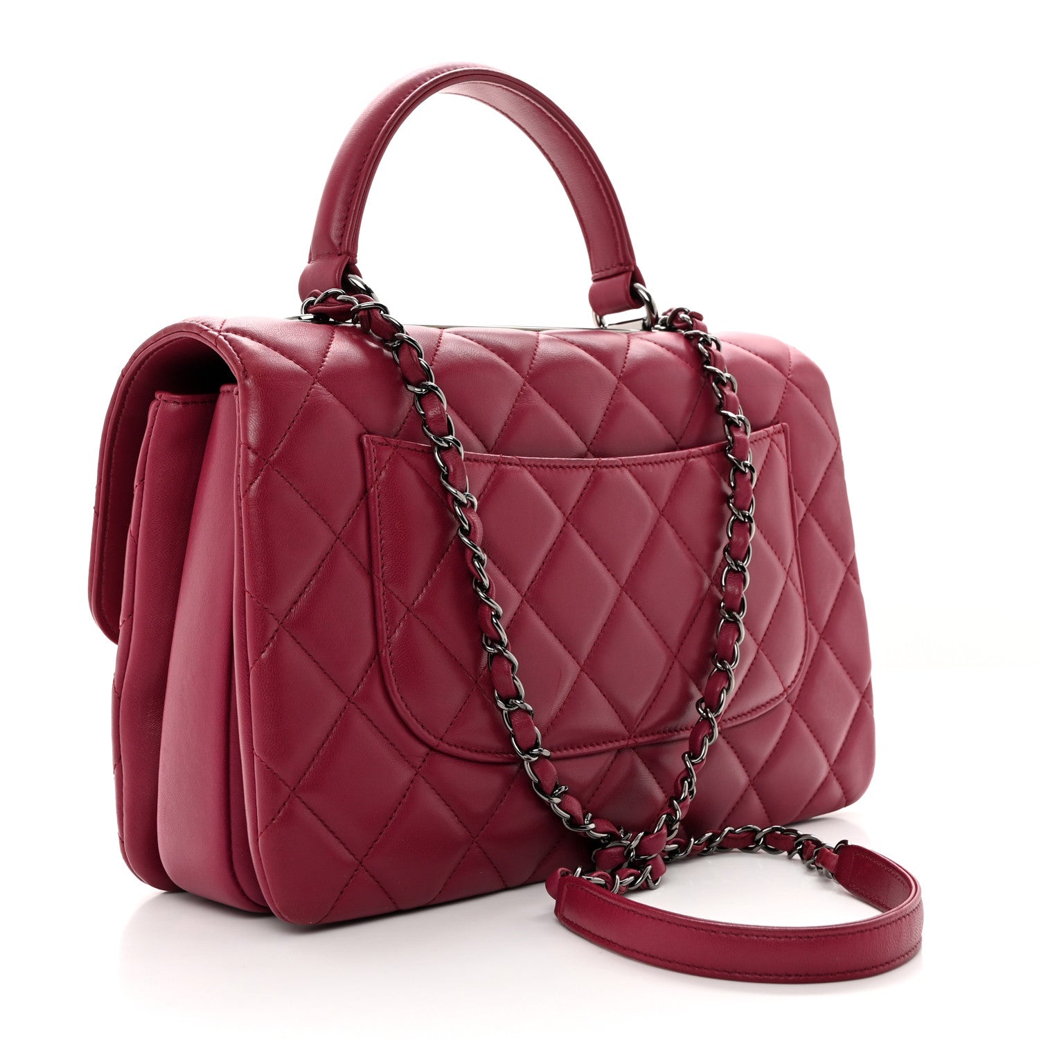 Chanel Lambskin Quilted Medium Trendy CC Flap Dual Handle Bag Dark Pink 3 of 11