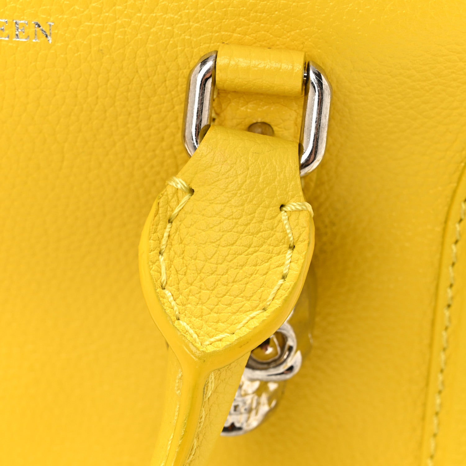 Alexander McQueen Pebbled Calfskin Mini Skull Padlock Zip Around Tote Imperial Yellow 16 of 16