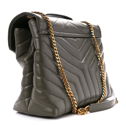 Saint Laurent Calfskin Y Quilted Monogram Medium Loulou Chain Satchel Military Olive 3 of 11