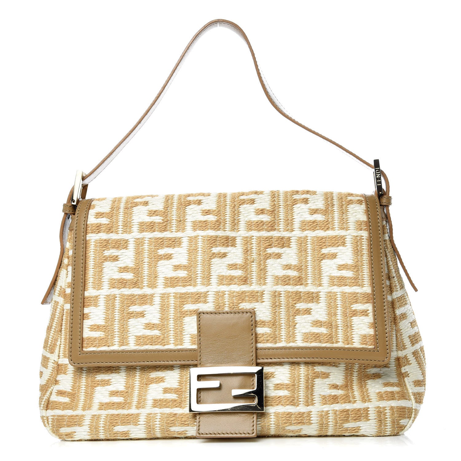 Fendi Woven Straw Zucca Mama Baguette Beige 1 of 9