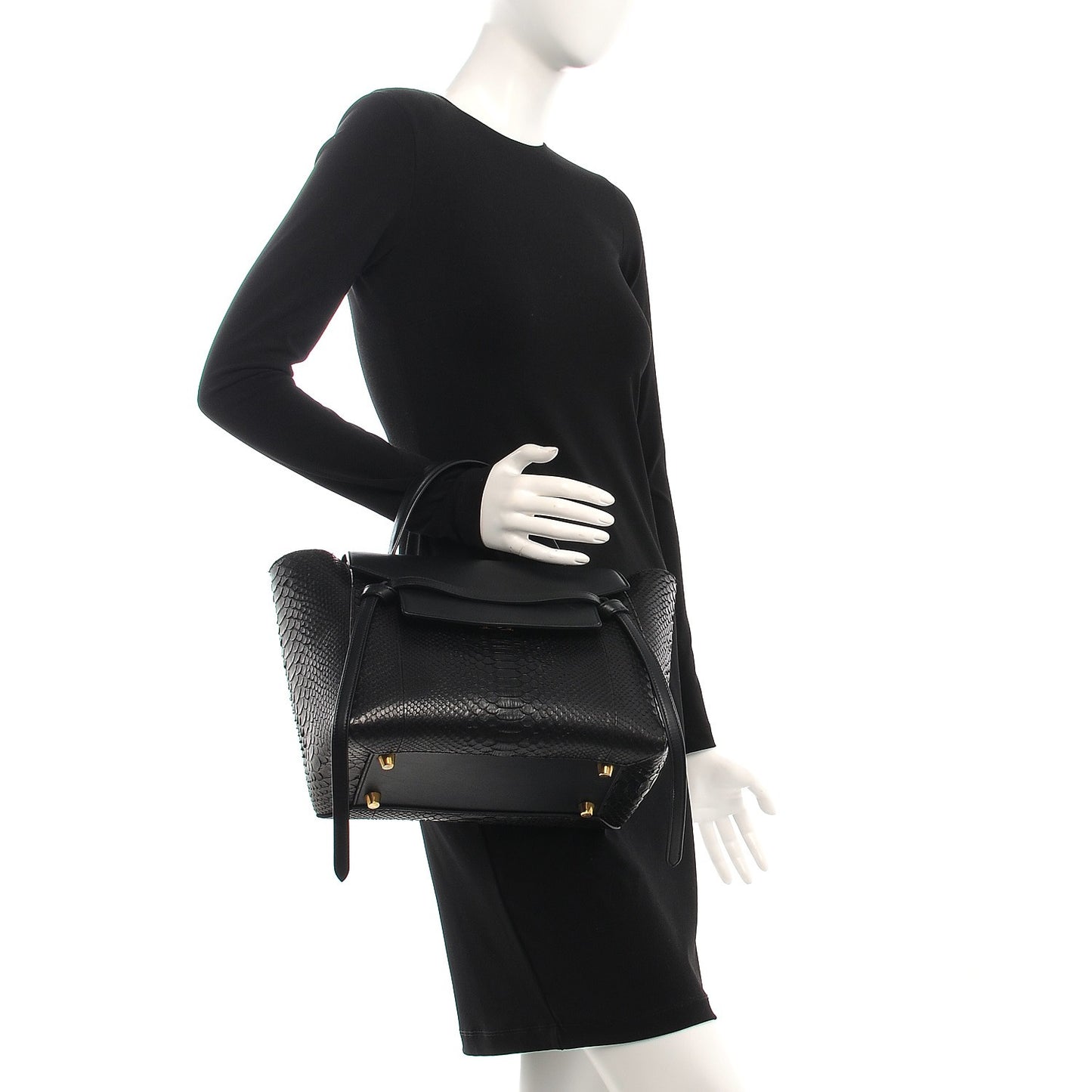 Python Calfskin Mini Belt Bag Black
