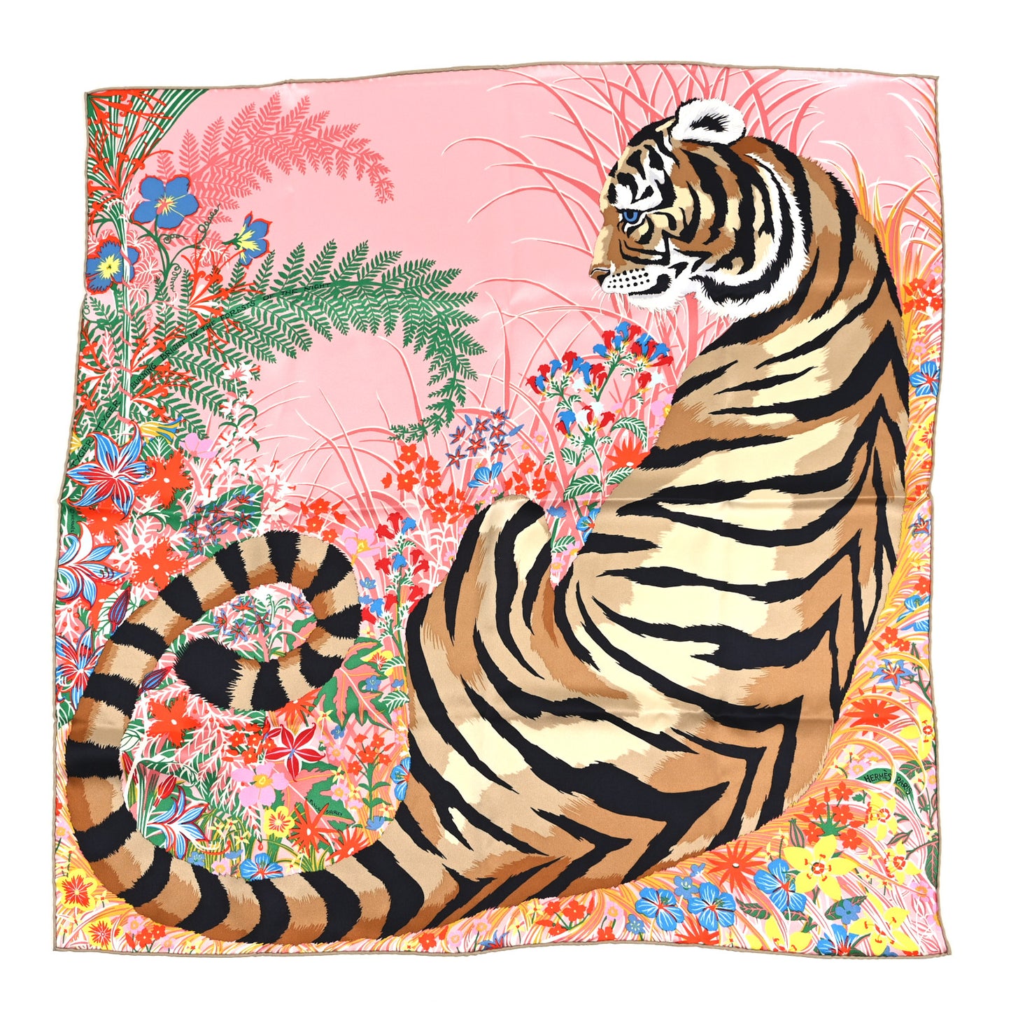 Silk Tyger Tyger Scarf 70 Rose Beige Dore Multicolor