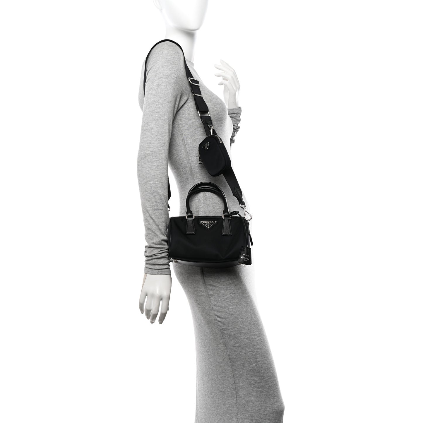 Nylon Saffiano Re-Edition 2005 Top Handle Crossbody Bag Black