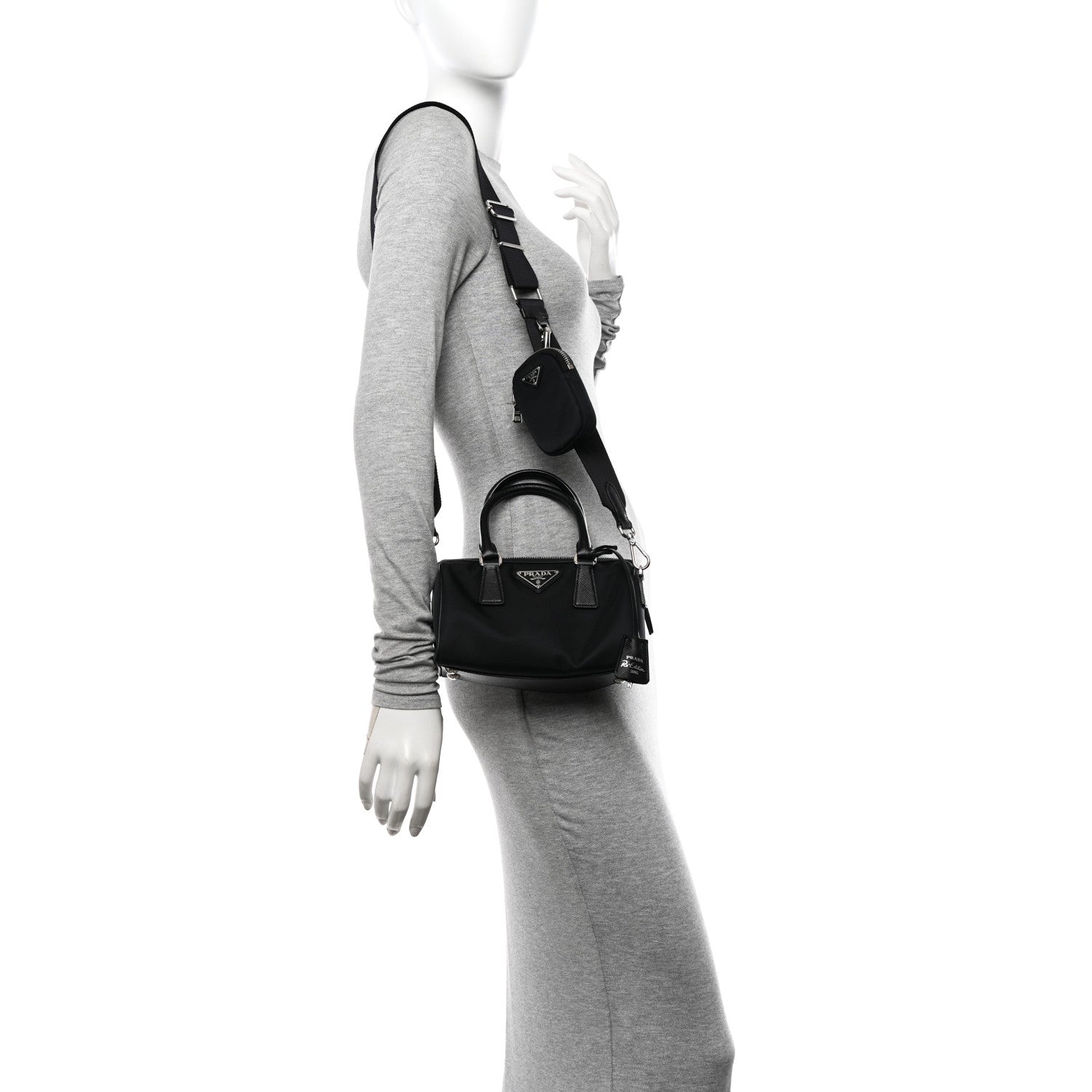 Prada Nylon Saffiano Re-Edition 2005 Top Handle Crossbody Bag Black 2 of 9