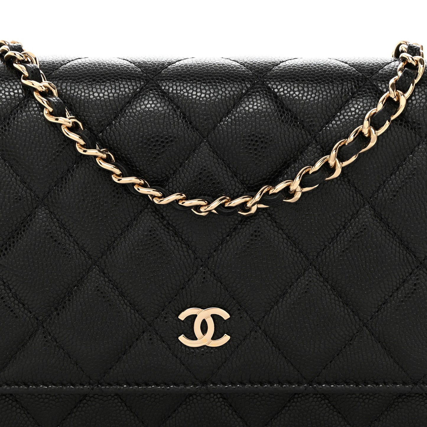 Caviar Quilted Wallet on Chain WOC Black