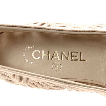 Chanel Cotton Embroidered Cap Toe Ballet Flats 38 Ivory 8 of 8