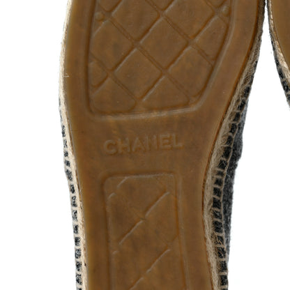 Chanel Tweed Velvet CC Espadrilles 41 Grey Black 6 of 9