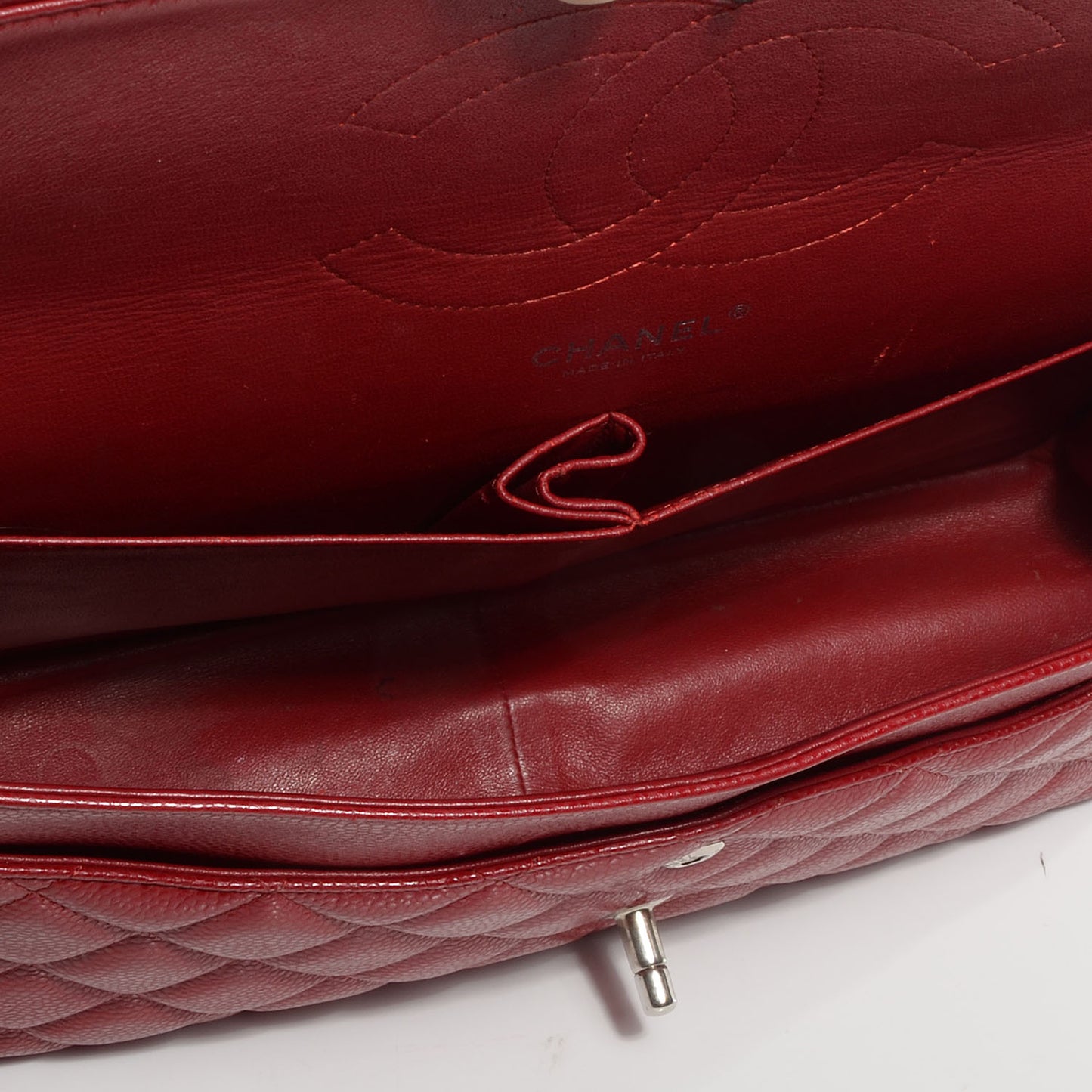Caviar Jumbo Double Flap Dark Red