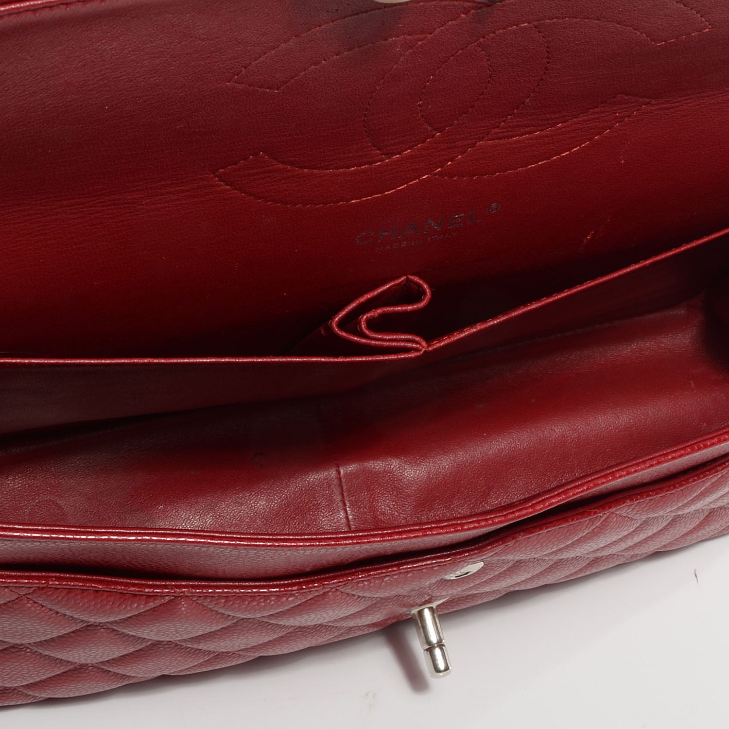 Chanel Caviar Jumbo Double Flap Dark Red 7 of 8