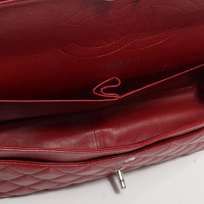 Chanel Caviar Jumbo Double Flap Dark Red 7 of 8