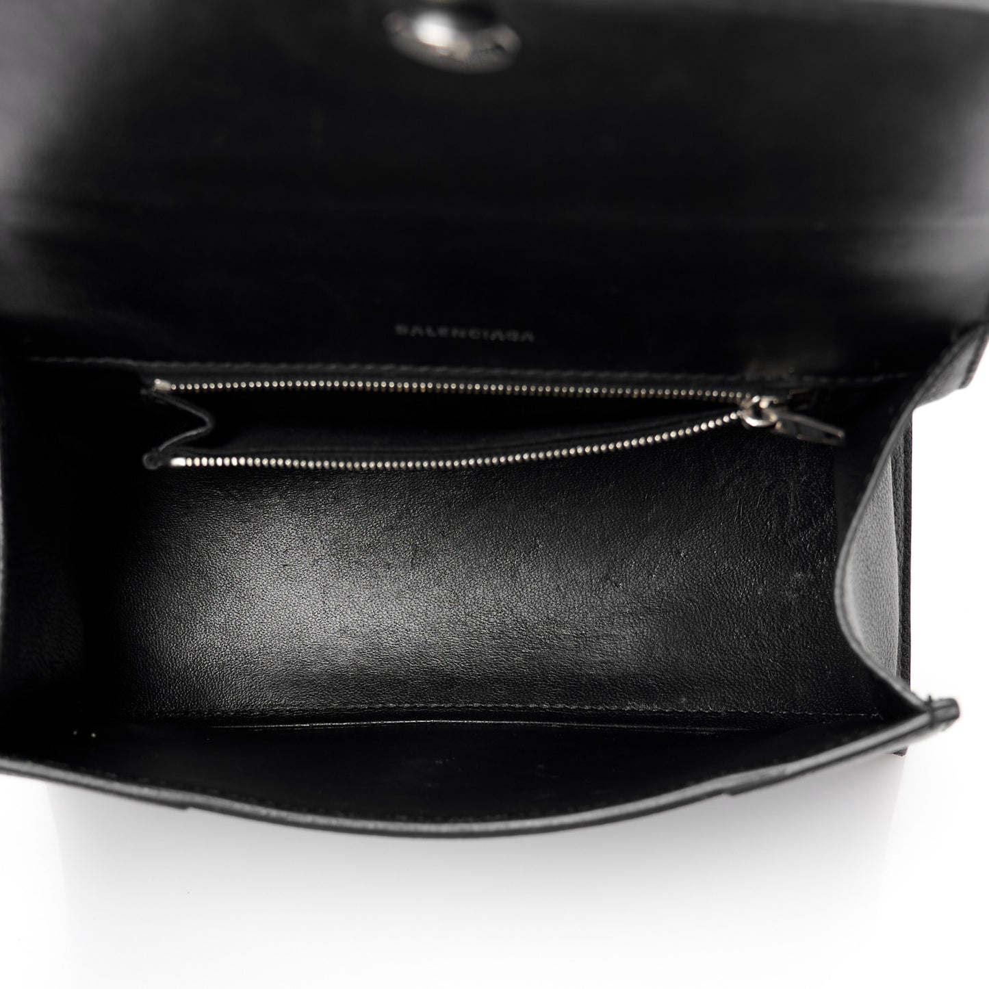 Grained Calfskin Small Hourglass Top Handle Bag Black