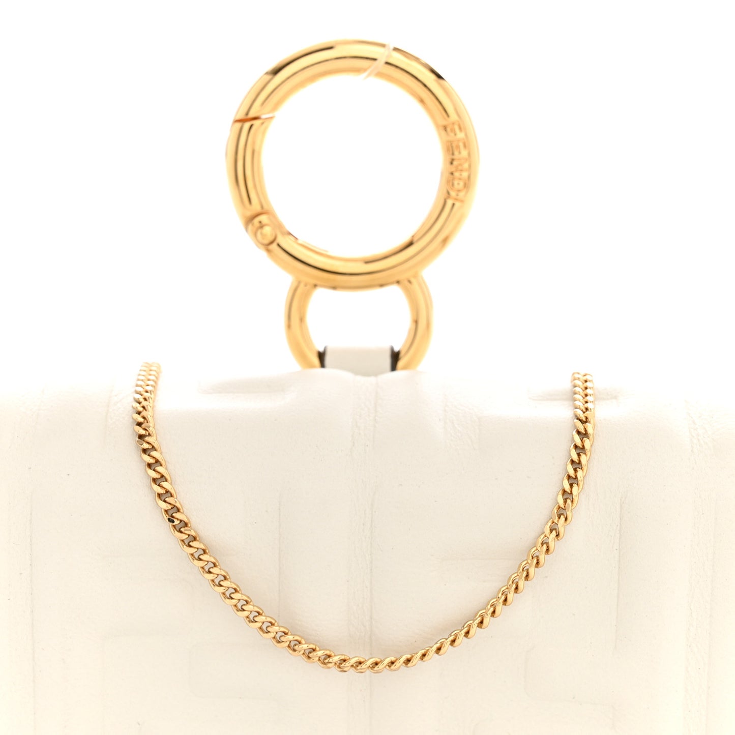 Nappa Matisse FF Embossed Nano Baguette Charm White