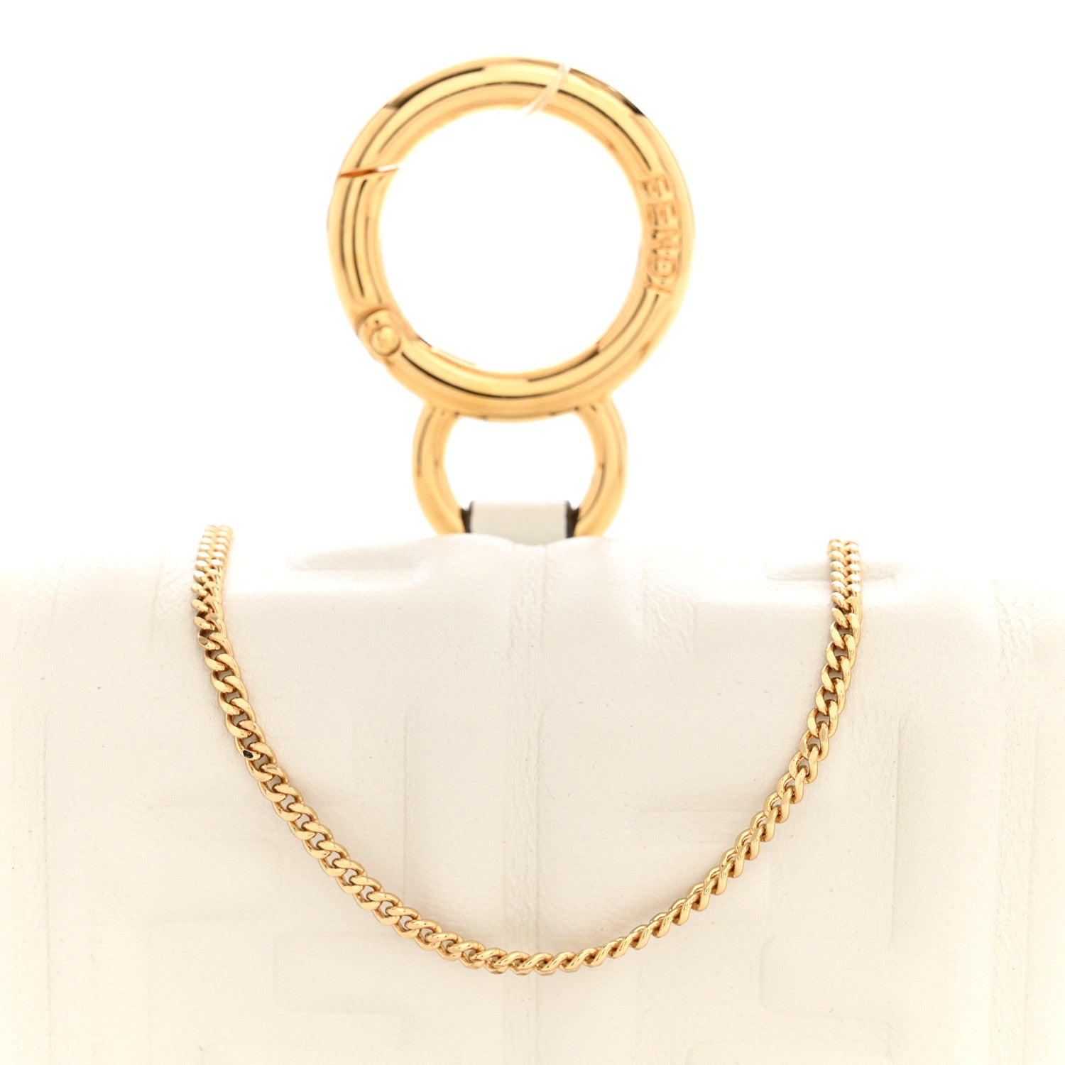 Fendi Nappa Matisse FF Embossed Nano Baguette Charm White 7 of 10
