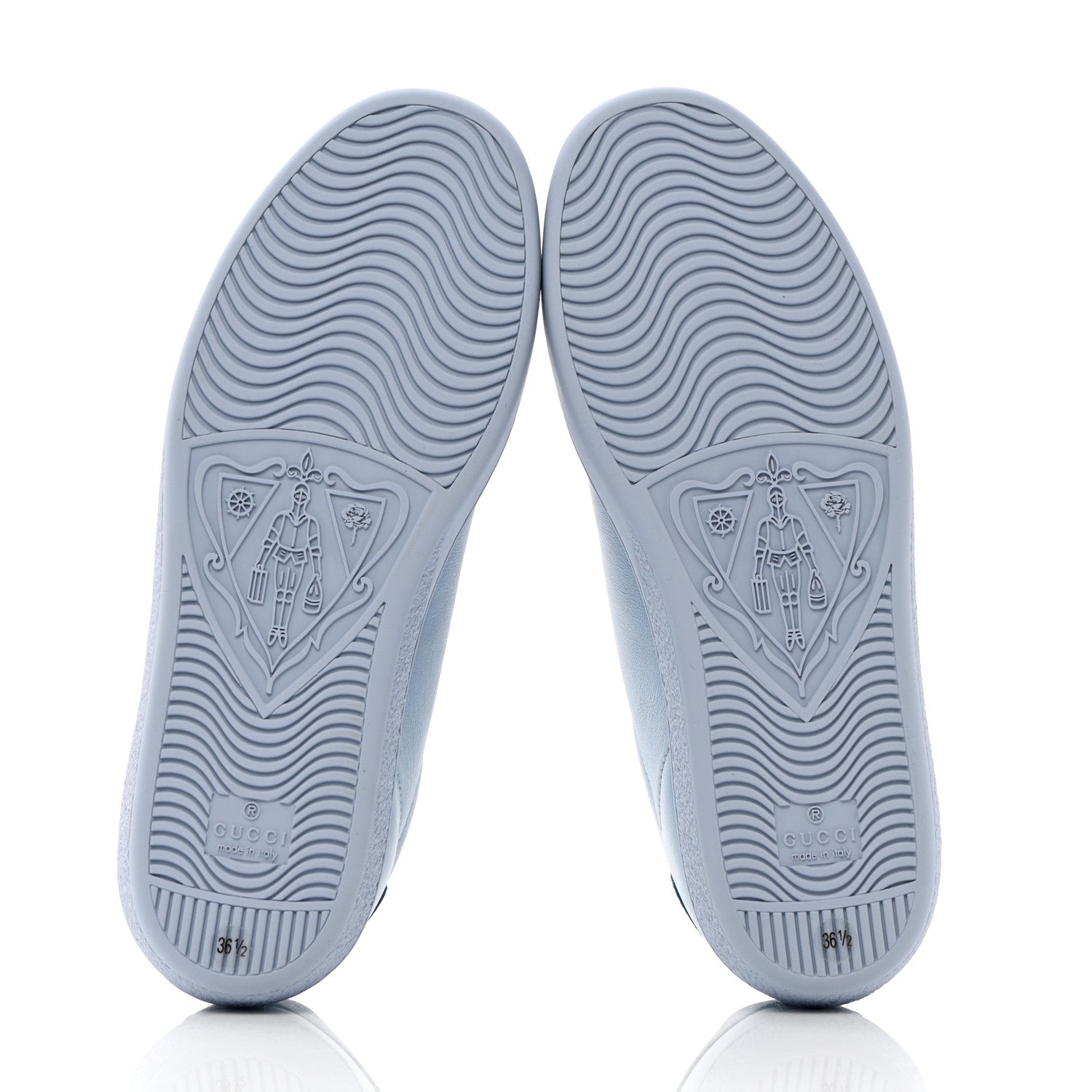 Gucci Calfskin Interlocking G Perforated Womens Ace Sneakers 36.5 Porcelain Light Blue Zaffiro 5 of 9