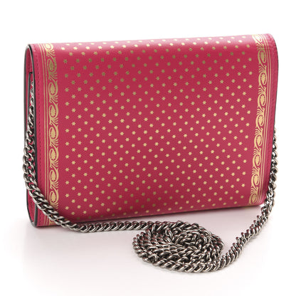 Gucci X SEGA Calfskin GUCCY Stars Chain Wallet Violet Fuxia Gold 3 of 10