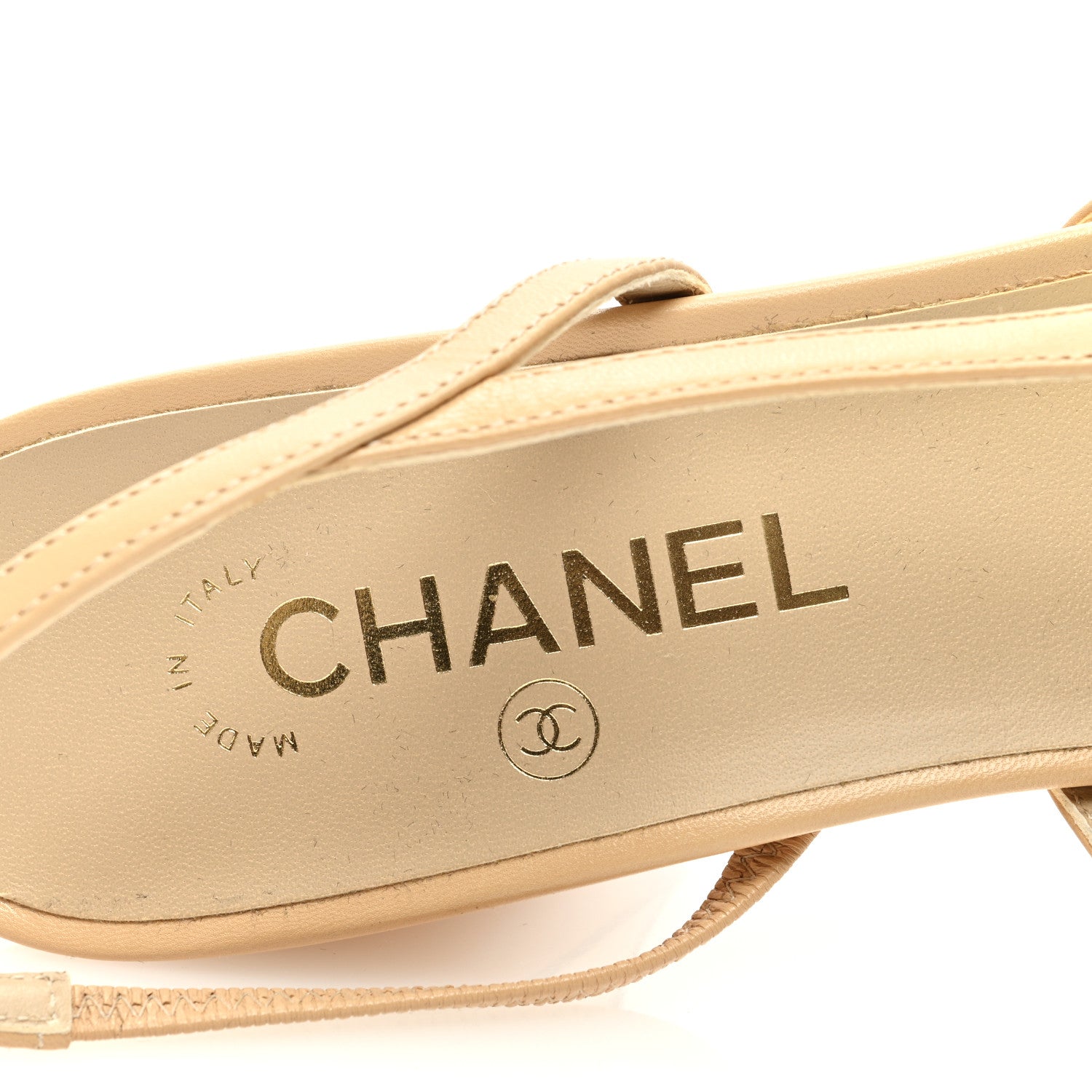 Chanel Goatskin Grosgrain Cap Toe CC Slingback Pumps 40.5 Beige Black 7 of 8