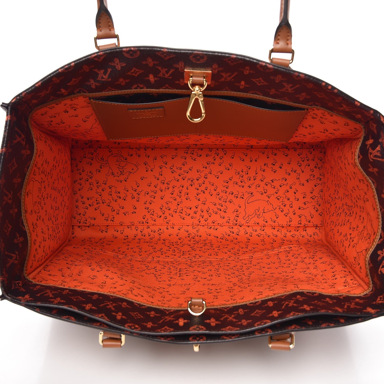Louis Vuitton Calfskin Catogram City Steamer Cabas XXL Orange Marron 5 of 7