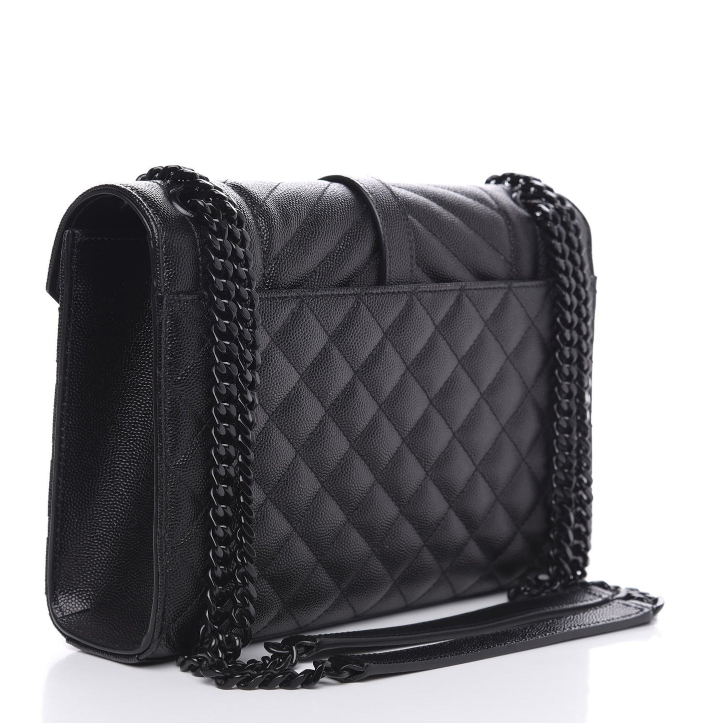 Grain De Poudre Textured Mixed Matelasse Triquilt Medium Monogram Satchel Black