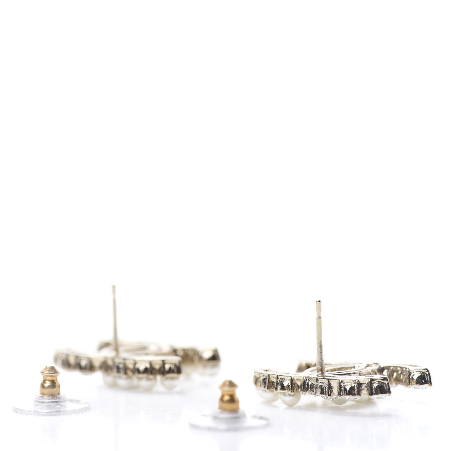 Crystal Pearl CC Dazzling Domino Earrings Gold