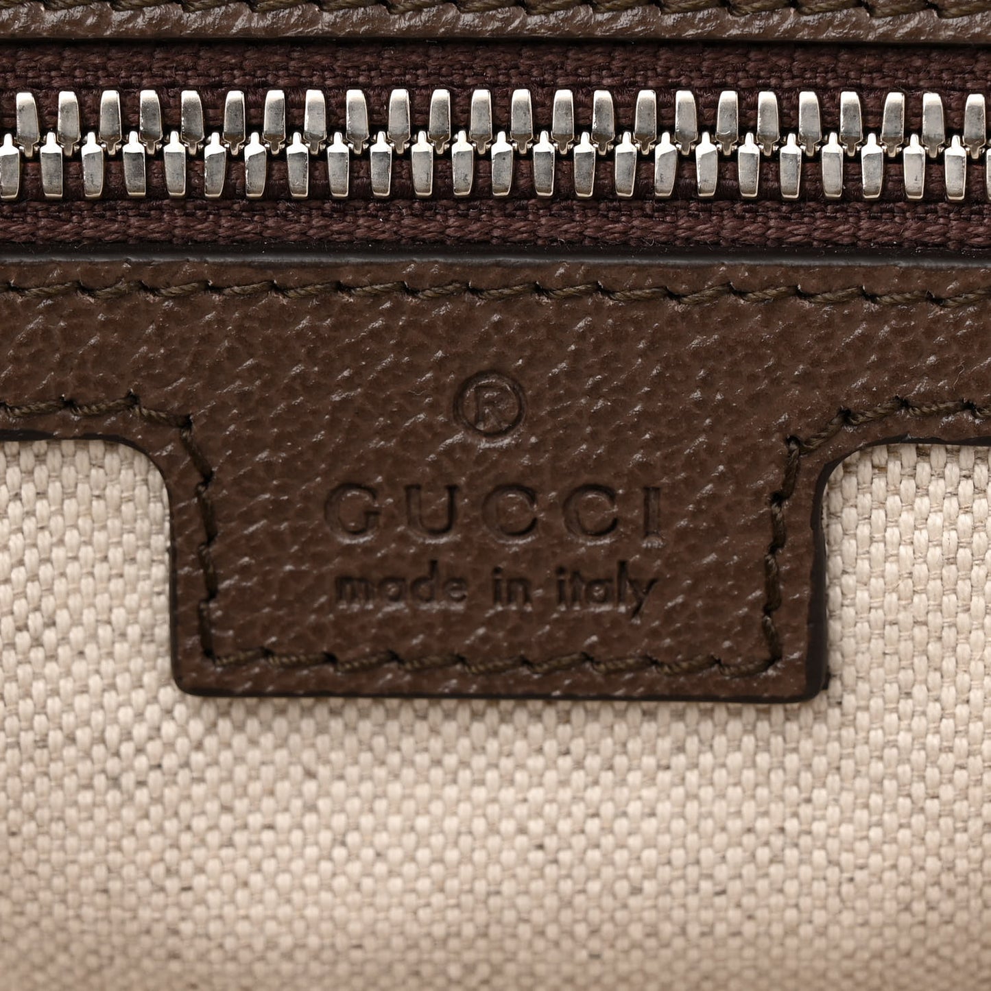 Canvas Logo Embossed Ophidia Tote Beige