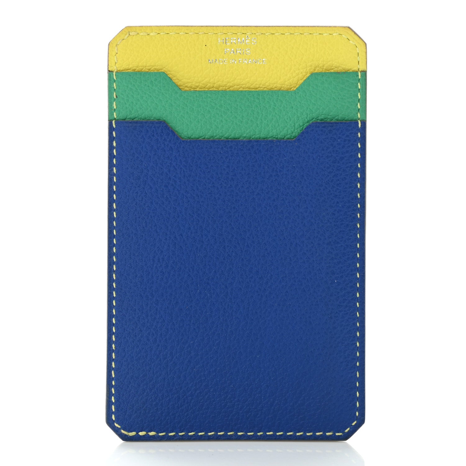 Hermes Evercolor City 3CC Colorblock Card Holder Menthe Soufre Bleu France 1 of 8