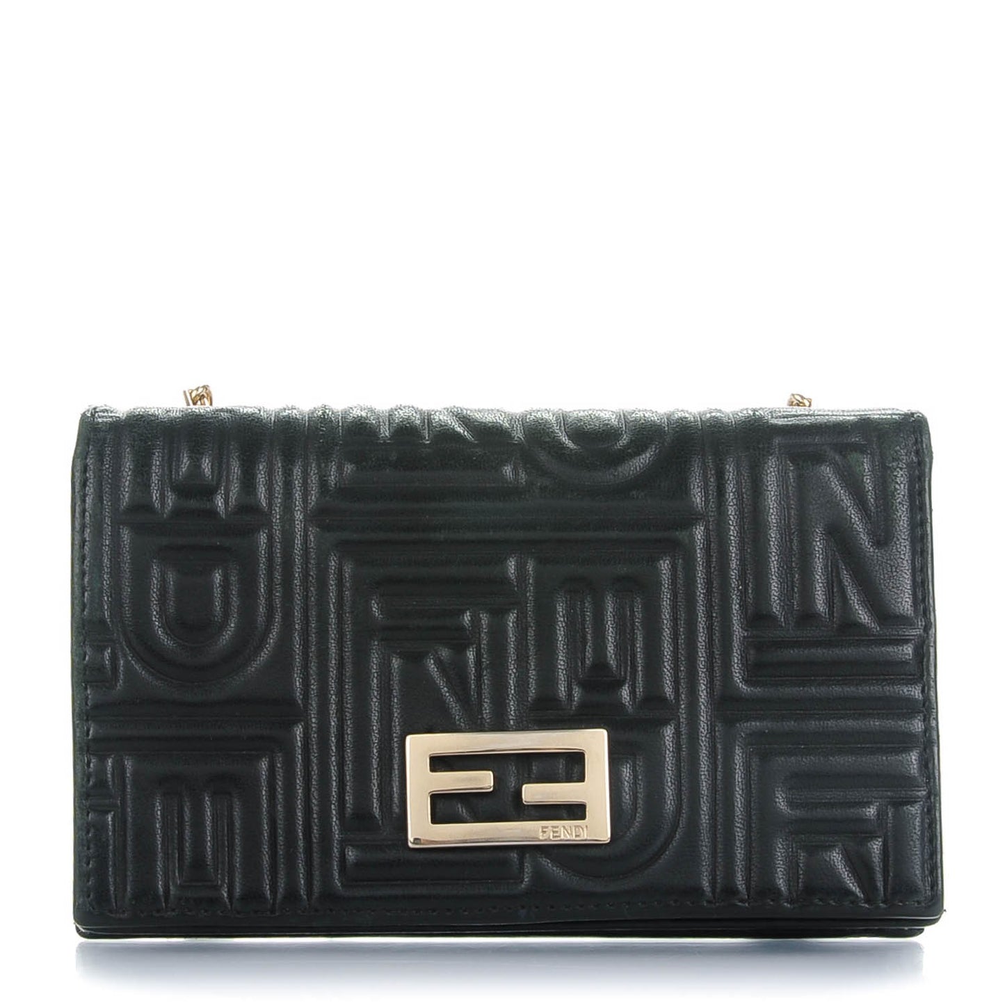 Nappa Logo Embossed Long Wallet On Chain Black
