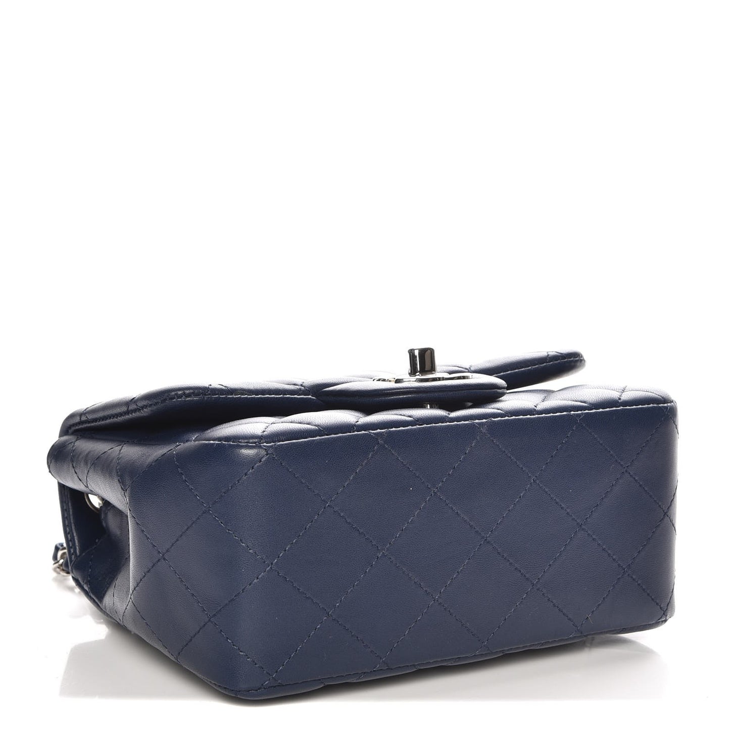 Lambskin Quilted Mini Square Flap Navy