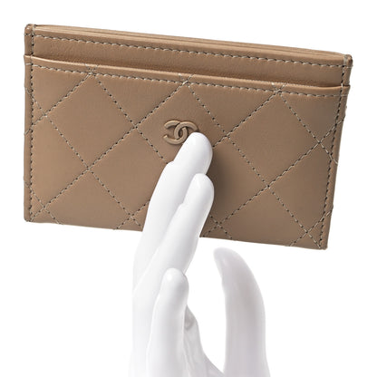 Chanel Lambskin Quilted Card Holder Dark Beige 2 of 14