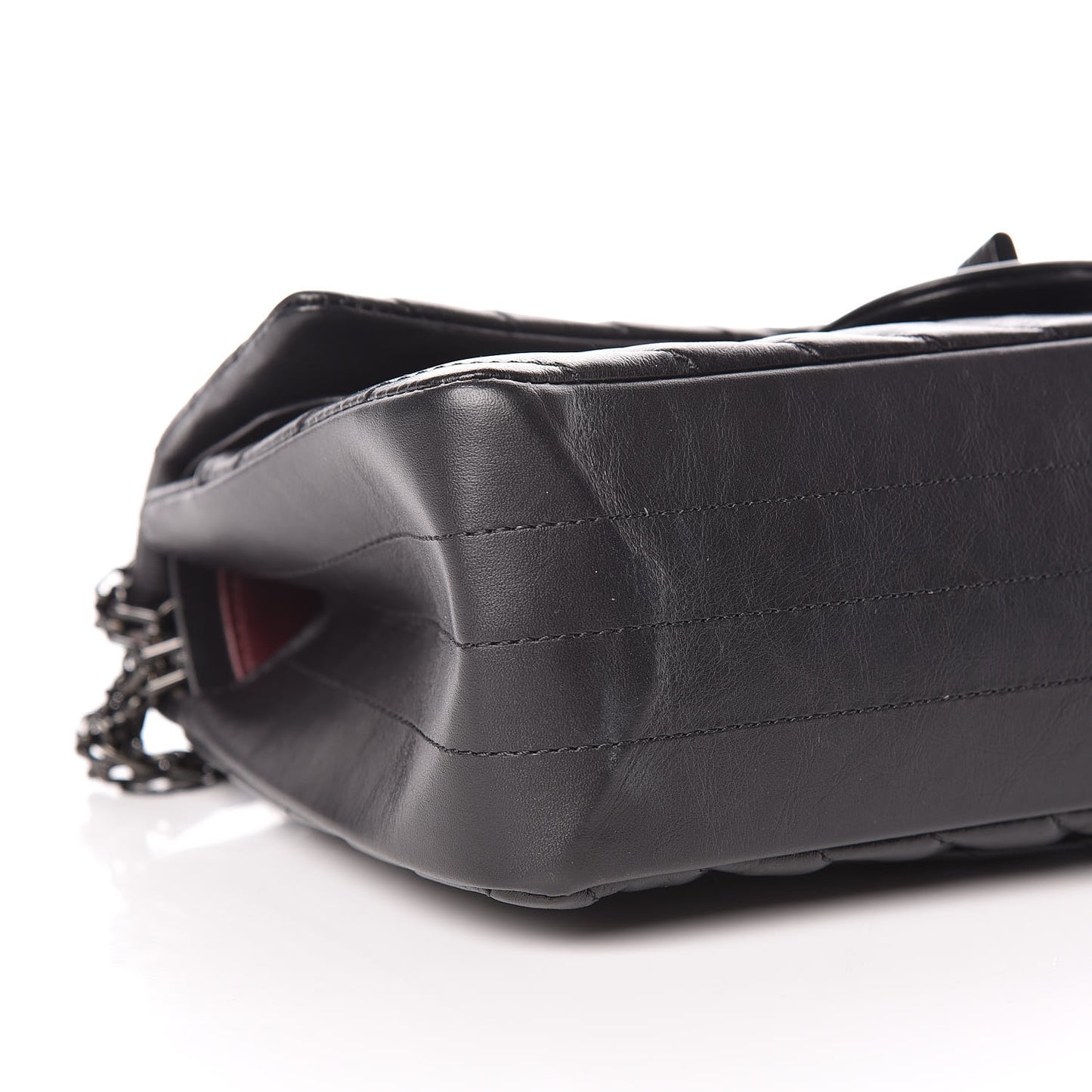 Aged Calfskin Chevron Quilted 2.55 Reissue 225 Flap So Black