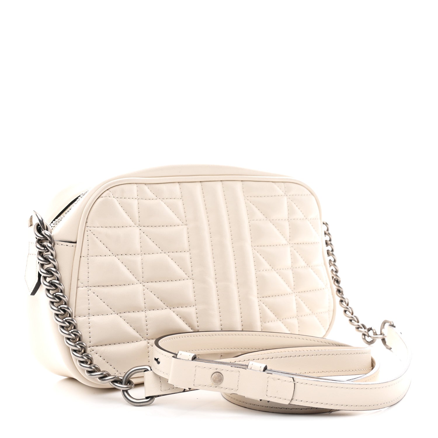 Gucci Calfskin Matelasse Aria Small GG Marmont Chain Shoulder Bag Mystic White 3 of 13
