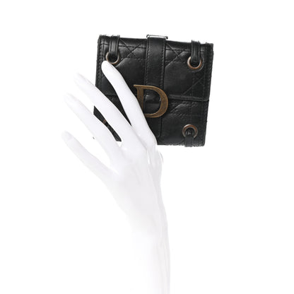 Christian Dior Lambskin Cannage D Flap Wallet Black 3 of 12