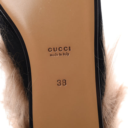 Gucci Velvet Fur Womens Princetown Slippers 38 Black 7 of 7