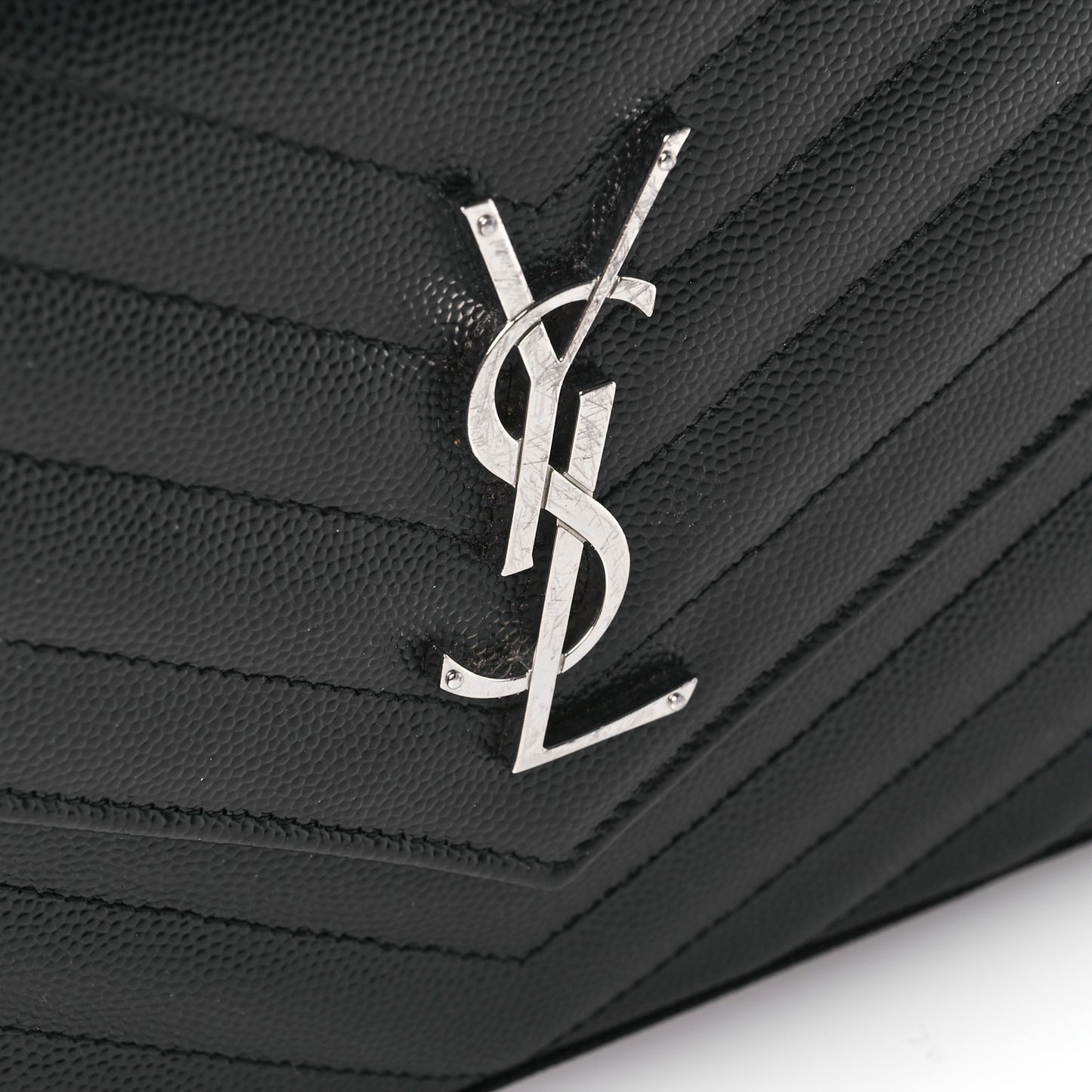 Grain De Poudre Matelasse Chevron Monogram Chain Wallet Black