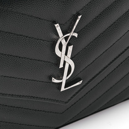 Saint Laurent Grain De Poudre Matelasse Chevron Monogram Chain Wallet Black 13 of 15