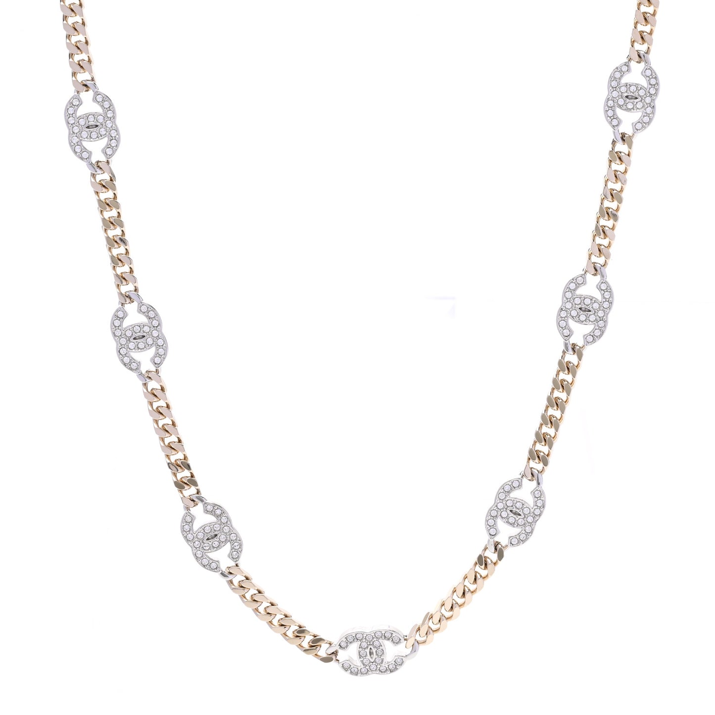 Crystal Chain CC Necklace Gold Silver