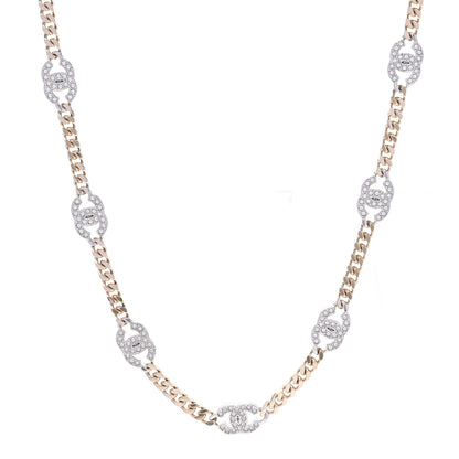 Chanel Crystal Chain CC Necklace Gold Silver 1 of 6