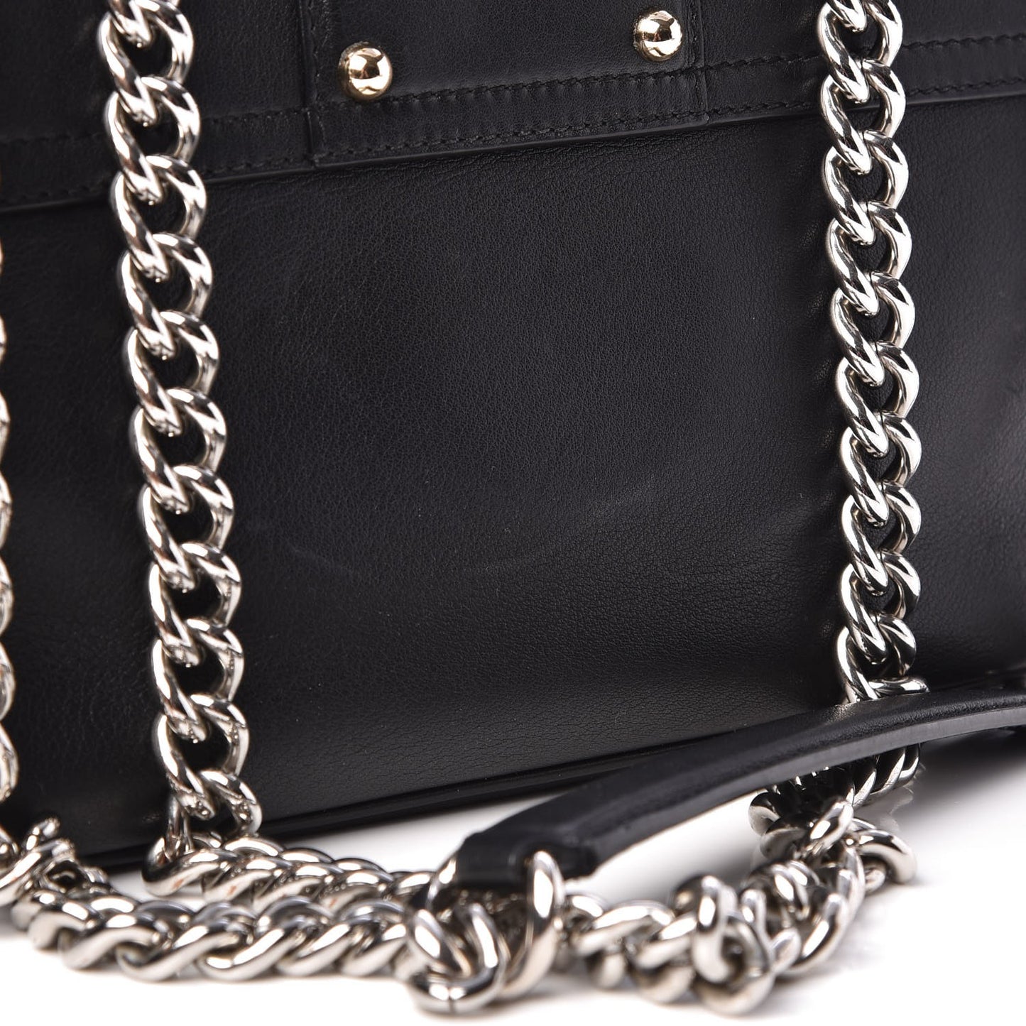 Calfskin Lucia Amore Heart Chain Shoulder Bag Black