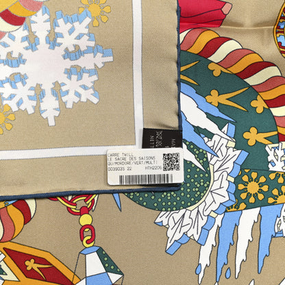 Hermes Silk Le Sacre Des Saisons Scarf 90 Mordore Vert Multicolor 6 of 6
